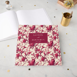 Romantic Red Floral Birds Guest Book