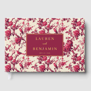 Romantic Red Floral Birds Guest Book