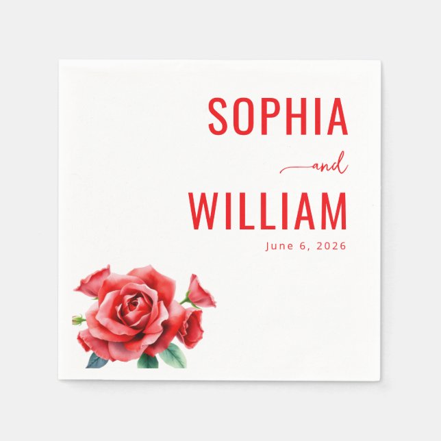 Romantic Red Floral Bouquet Napkin (Front)