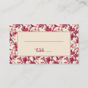 Romantic Red Floral Vintage Birds Place Card