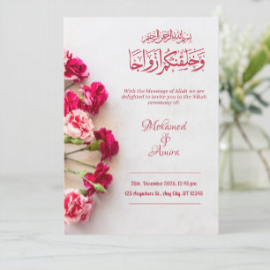 Romantic Red Floral Wedding Card