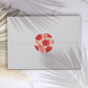 Romantic Red Floral Wedding Classic Round Sticker