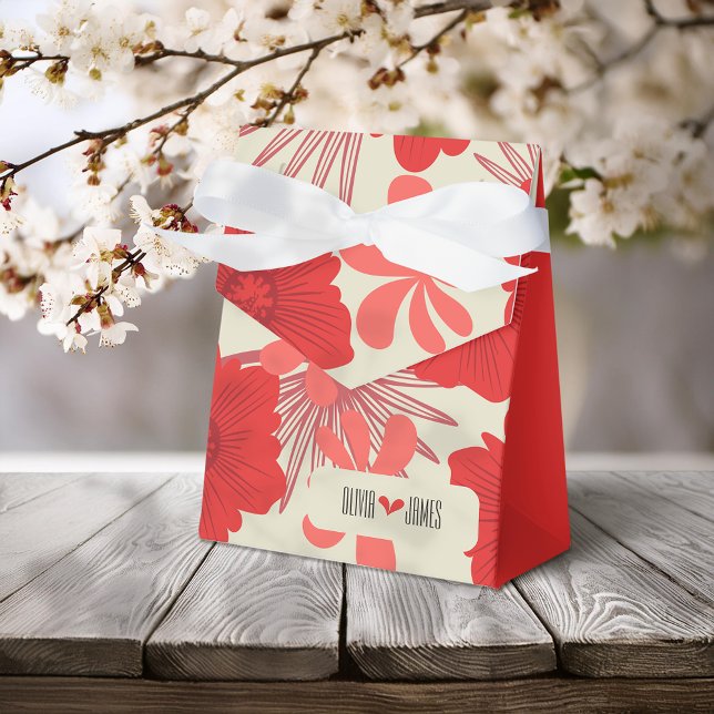 Romantic Red Floral Wedding Favour Box (Creator Uploaded)
