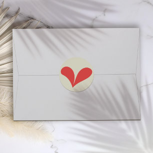 Romantic Red Floral Wedding Heart Classic Round Sticker