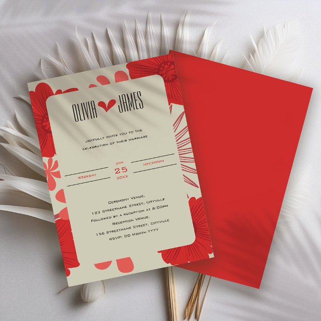 Romantic Red Floral Wedding Invitation (Creator Uploaded)