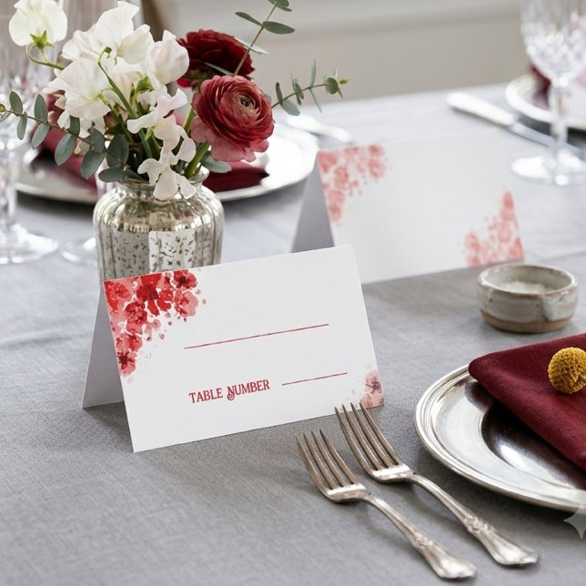 Romantic Red Floral Wedding Place Cards (Creator Uploaded)