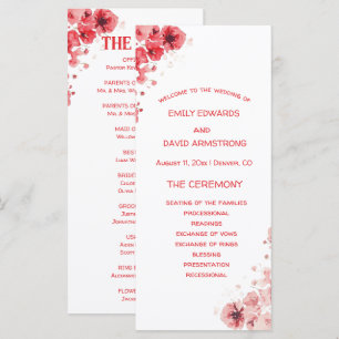 Romantic Red Floral Wedding Program