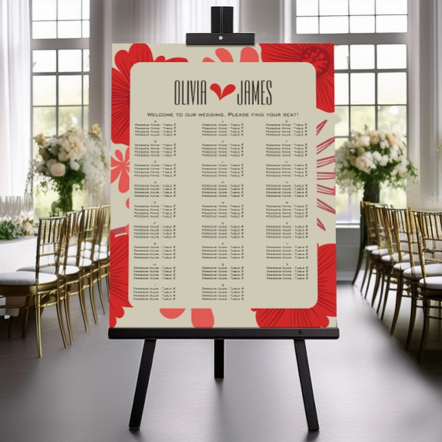 Romantic Red Floral Wedding Seating Chart (Creator Uploaded)