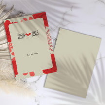 Romantic Red Floral Wedding Thank You Card