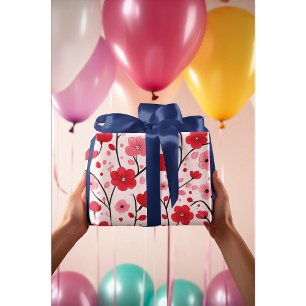 Romantic Red Floral Wrapping Paper