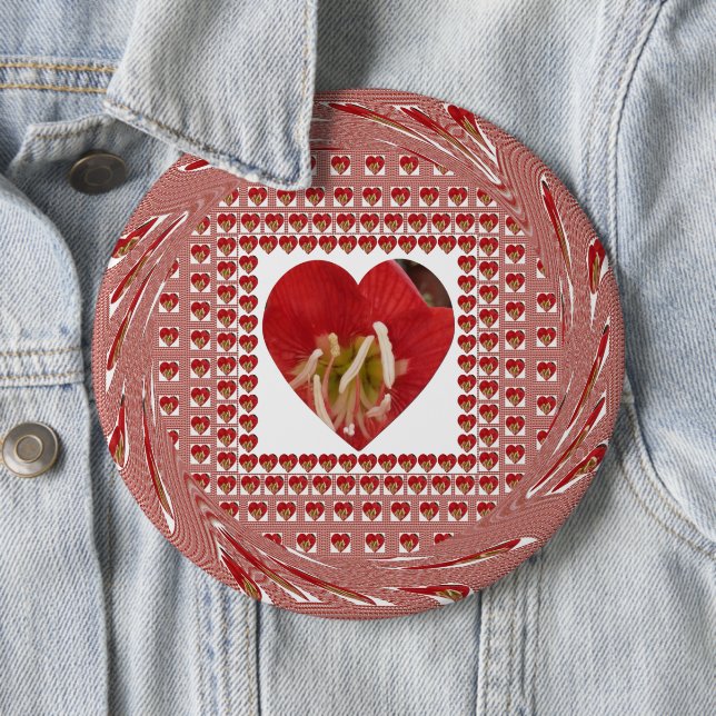 Romantic Red Flower Heart Design 4 Special Moments 6 Cm Round Badge (In Situ)