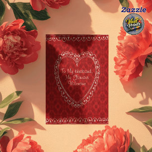 Romantic Red Heart Husband Valentine's Day Card