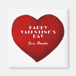 Romantic Red Heart Name Happy Valentine`s Day Magnet