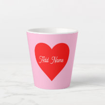 Romantic Red Heart Pastel Pink Personalised