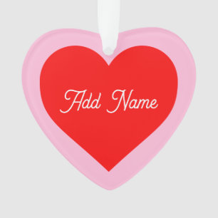 Romantic Red Heart Pastel Pink Personalized Ornament