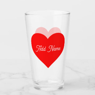 Romantic Red Heart Personalised Glass