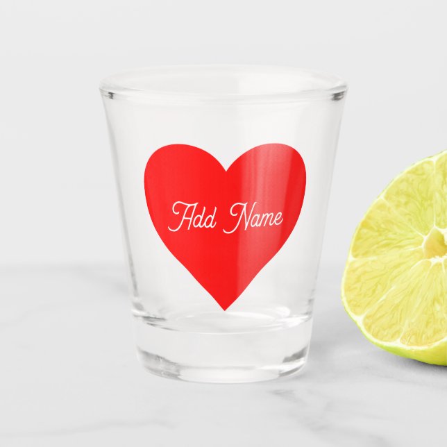 Romantic Red Heart Personalised Shot Glass (Front)