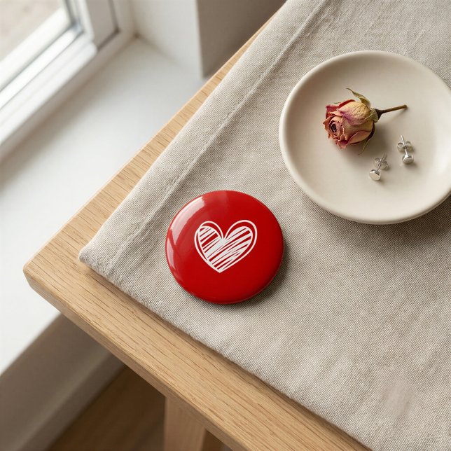 Romantic Red Heart Pin Button (Creator Uploaded)