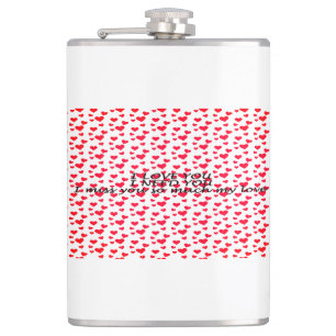 Romantic red heart-shaped pattern hip flask