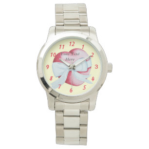 romantic red heart tied with white bow watch