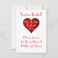 Romantic Red Heart with Name and Wedding Date