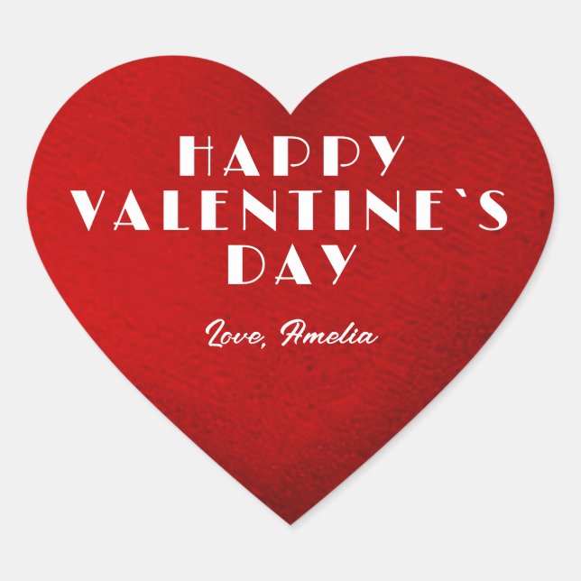 Romantic Red Heart with Name Valentine`s Day  Sticker (Front)
