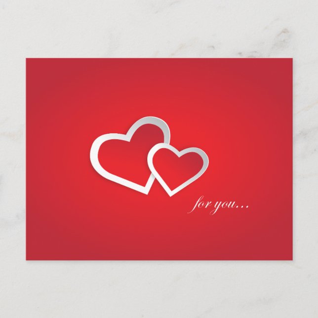 Romantic Red Hearts: For You Postcard Design (Front)