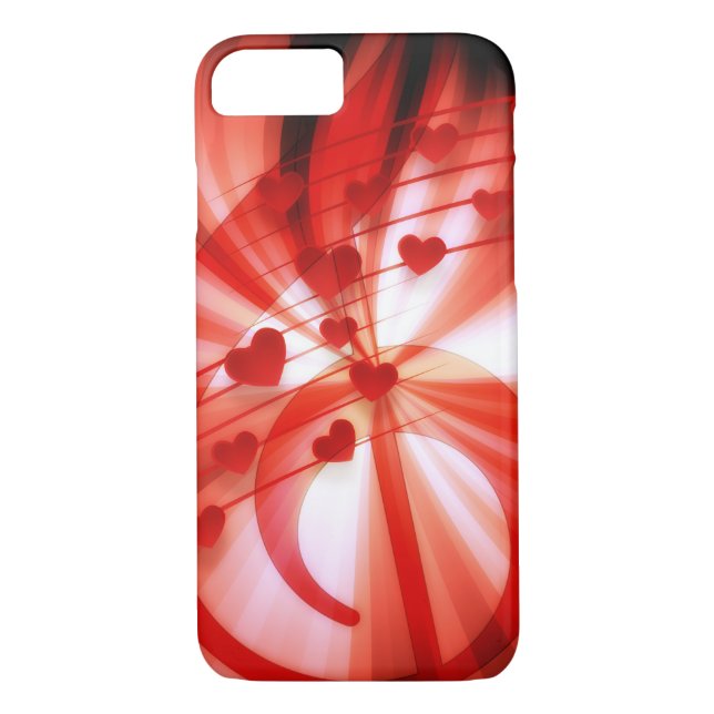 Romantic Red Hearts Music Clef Note Abstract Case-Mate iPhone Case (Back)