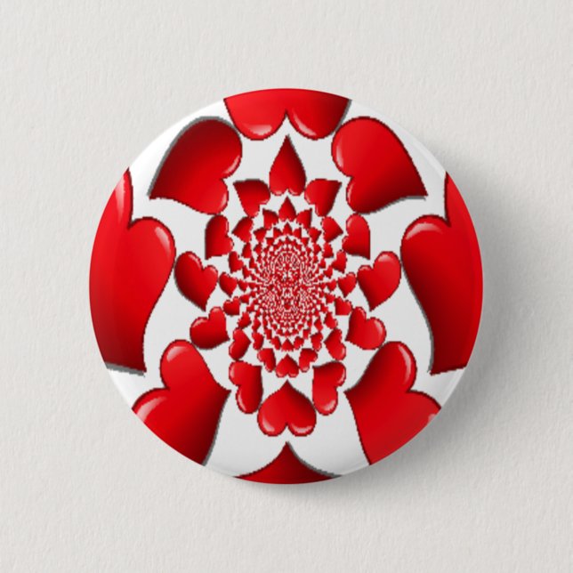Romantic Red Hearts Pattern Art Print 6 Cm Round Badge (Front)