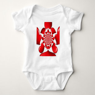 Romantic Red Hearts Pattern Art Print Baby Bodysuit