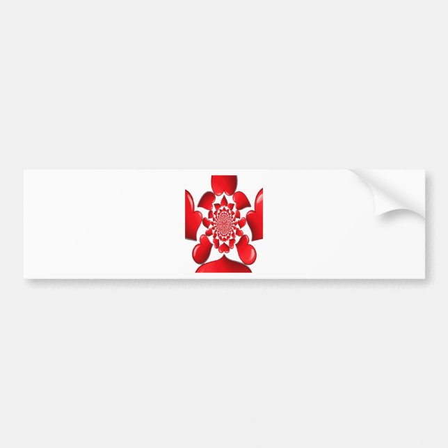 Romantic Red Hearts Pattern Art Print Bumper Sticker (Front)