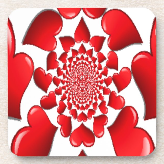 Romantic Red Hearts Pattern Art Print Coaster (Front)