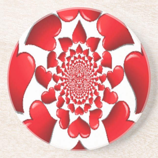 Romantic Red Hearts Pattern Art Print Coaster (Front)