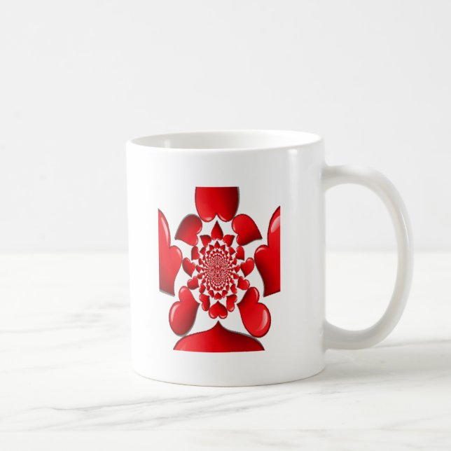 Romantic Red Hearts Pattern Art Print Coffee Mug (Right)