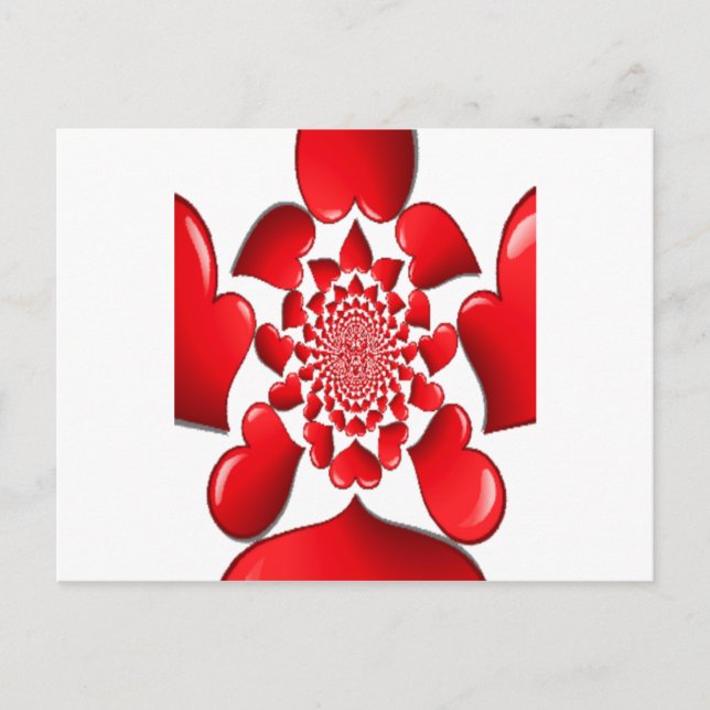 Romantic Red Hearts Pattern Art Print Holiday Postcard (Front)