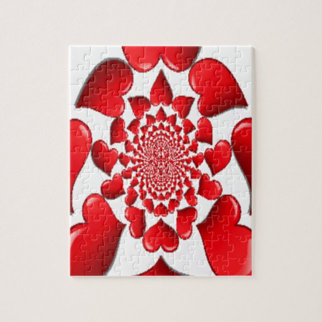 Romantic Red Hearts Pattern Art Print Jigsaw Puzzle (Vertical)