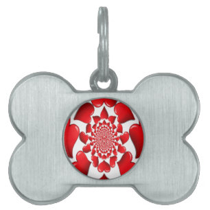 Romantic Red Hearts Pattern Art Print Pet Tag