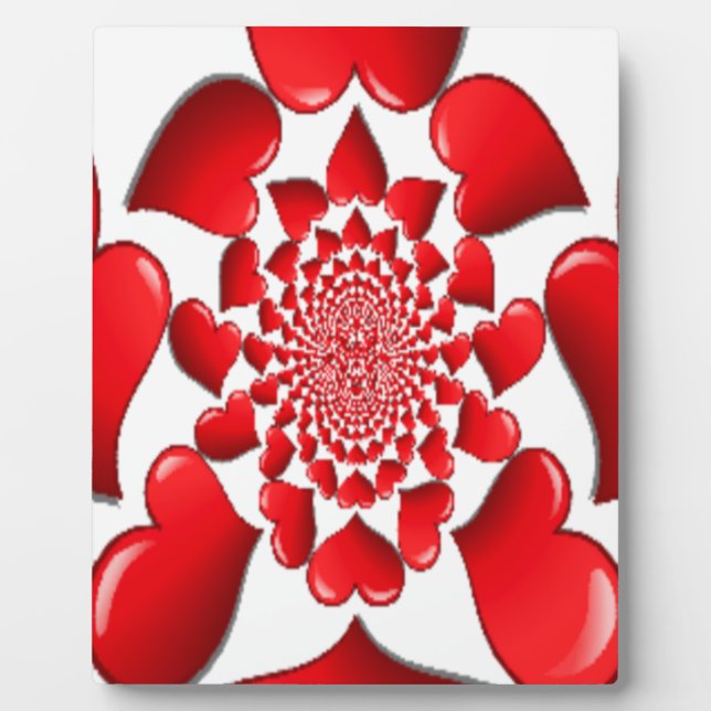 Romantic Red Hearts Pattern Art Print Plaque (Front)