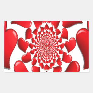 Romantic Red Hearts Pattern Art Print Rectangular Sticker