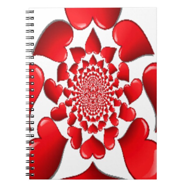 Romantic Red Hearts Pattern Art Print Spiral Notebook (Front)
