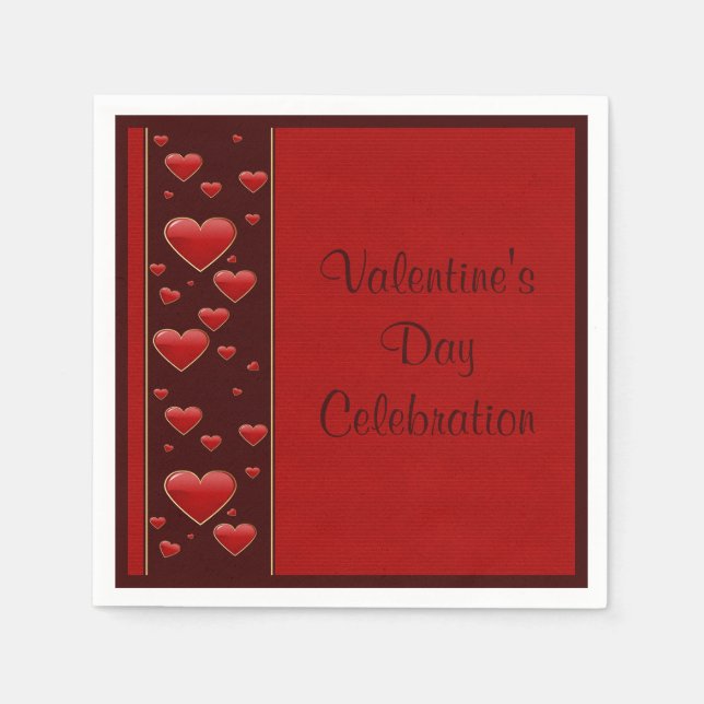 Romantic Red Hearts Valentine's Day Celebration Napkin (Front)