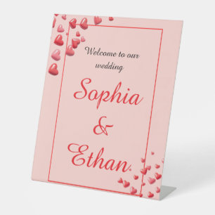 Romantic Red Hearts Wedding Welcome Sign