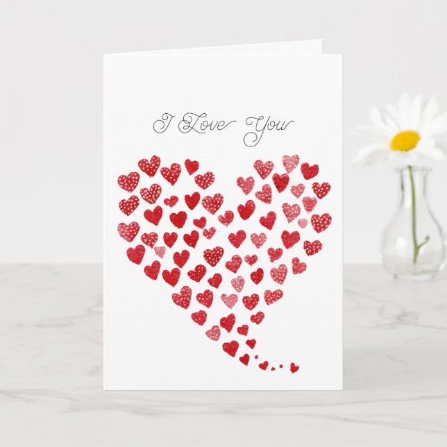 Romantic Red Love Hearts  Card (Small Plant)