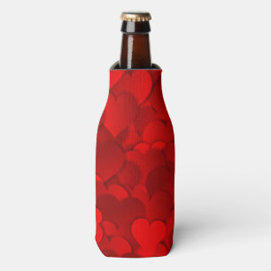 Romantic Red Love Hearts Texture Pattern-19909 Bottle Cooler