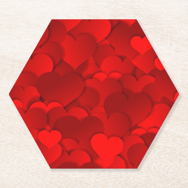 Romantic Red Love Hearts Texture Pattern-19909 Paper Coaster (Front)