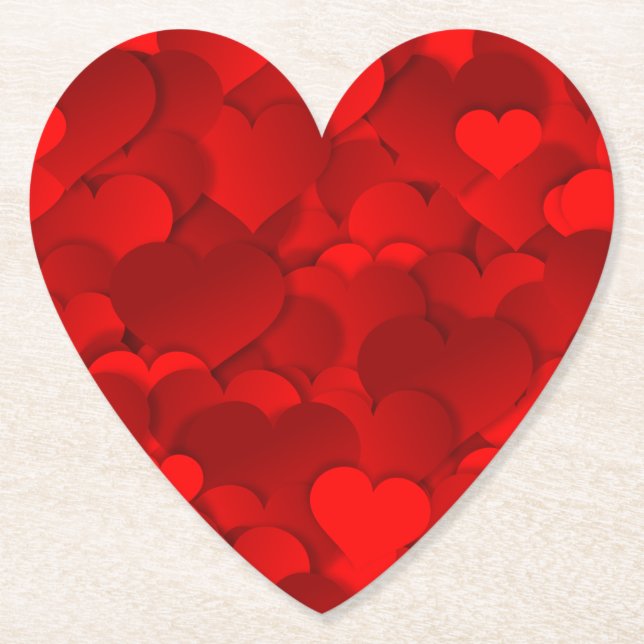Romantic Red Love Hearts Texture Pattern-19909 Paper Coaster (Front)