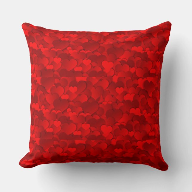 Romantic Red Love Hearts Texture Pattern Cushion (Front)