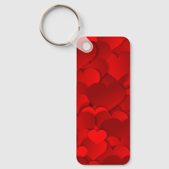 Romantic Red Love Hearts Texture Pattern Key Ring (Front)