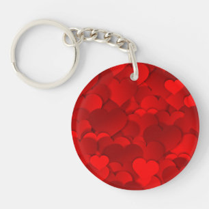 Romantic Red Love Hearts Texture Pattern Key Ring