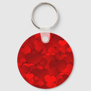 Romantic Red Love Hearts Texture Pattern Key Ring